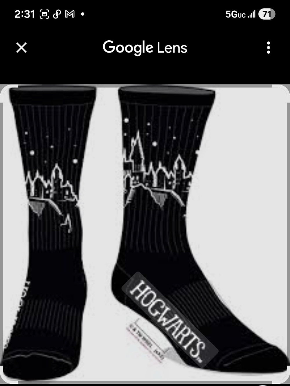 Bioworld Black Hogwarts Crew Socks with White Skyline Detail